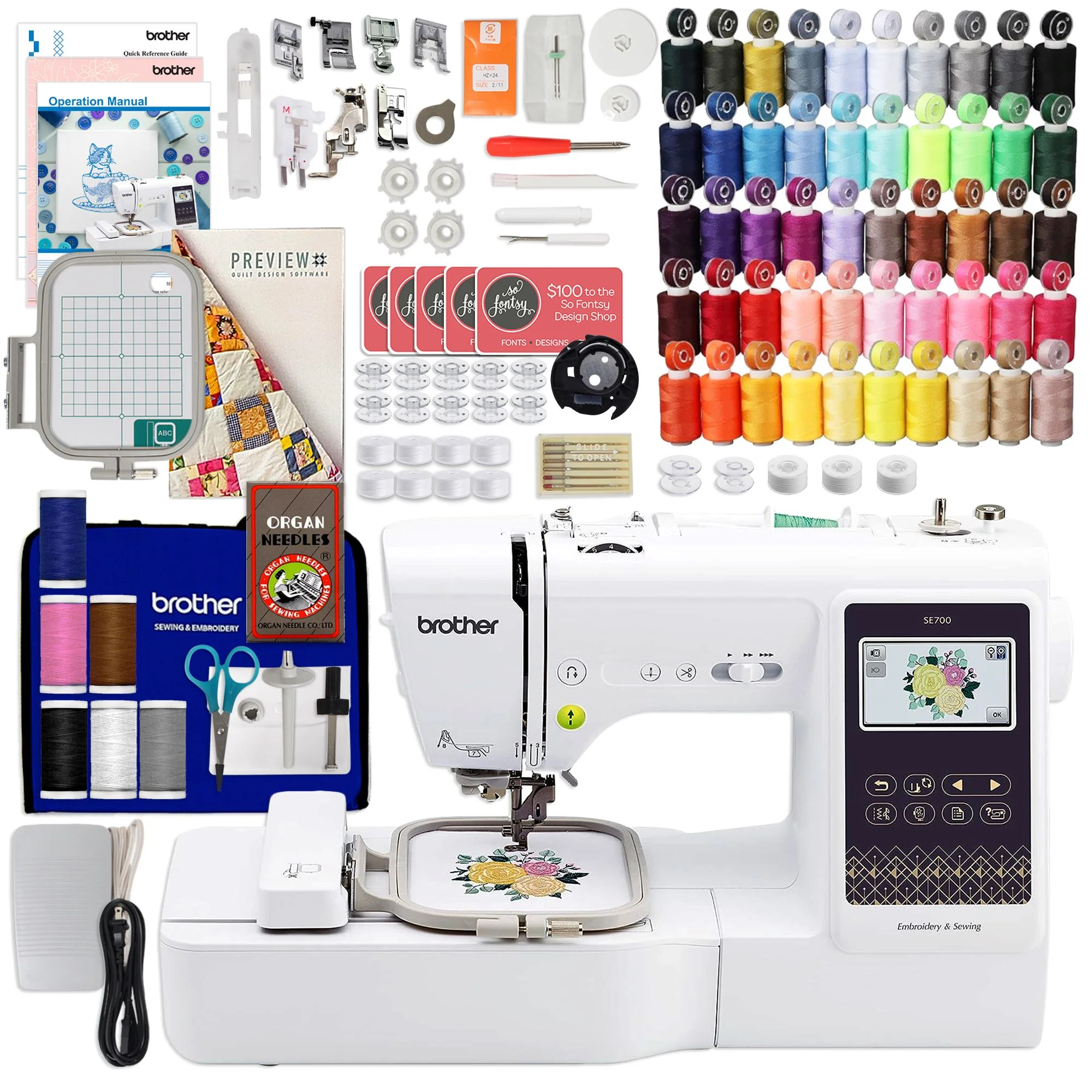 Brother SE700 4" x 4" Embroidery & Sewing Machine w/ Deluxe Sewing Bundle Questions & Answers