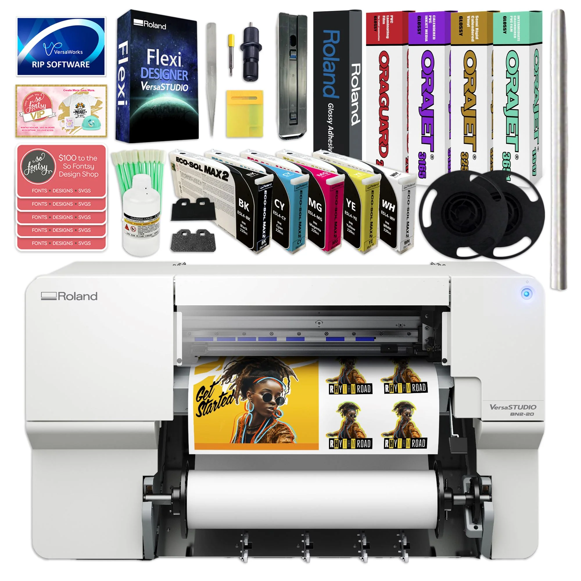 Roland BN2-20 Desktop 20" Eco-Solvent Printer & Cutter w/ Inks & Media Questions & Answers